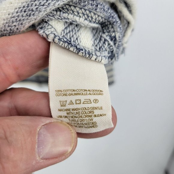 Free People Sweater Womens XS Blue Ivory Stripe Cowl Neck Cropped Pullover Boho - Picture 5 of 7